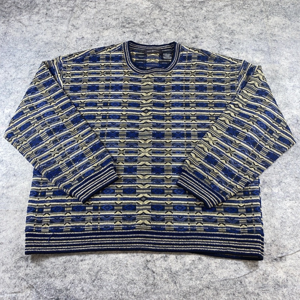 Jhane‎ Barnes Dad Sweater Men's XL Multicolor Geo Abstract Artsy Pullover Cosby